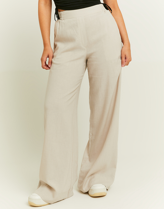 Pantaloni Wide Leg in Lino Beige | TALLY WEiJL