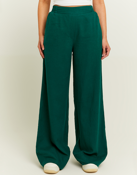 Grüne Wide Leg Linen Hose | TALLY WEiJL