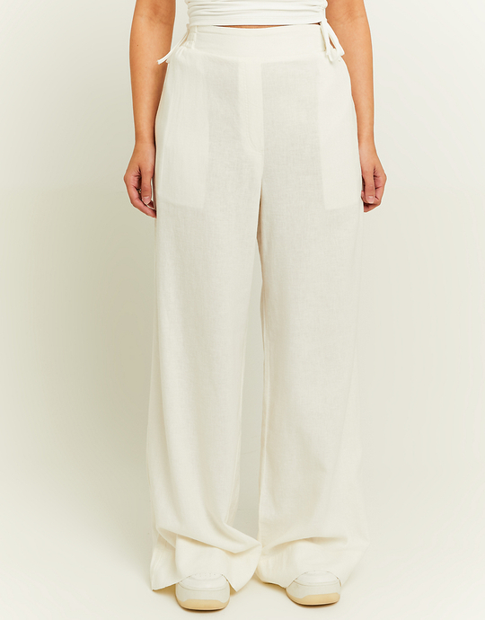 Pantalon Blanc  Wide Leg Toucher Lin | TALLY WEiJL