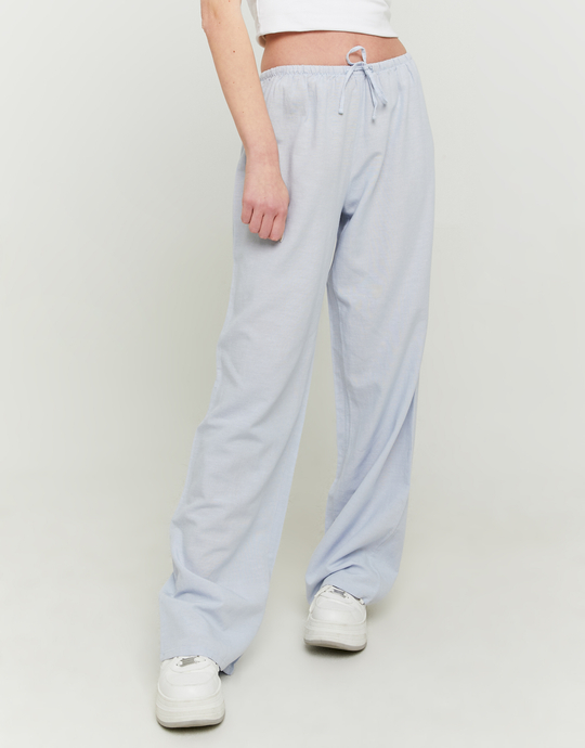 Light Blue Wide Leg Linen Trousers | TALLY WEiJL
