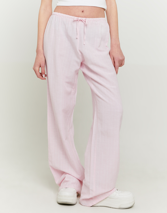 Pantalon Wide Leg Rayé en Lin | TALLY WEiJL