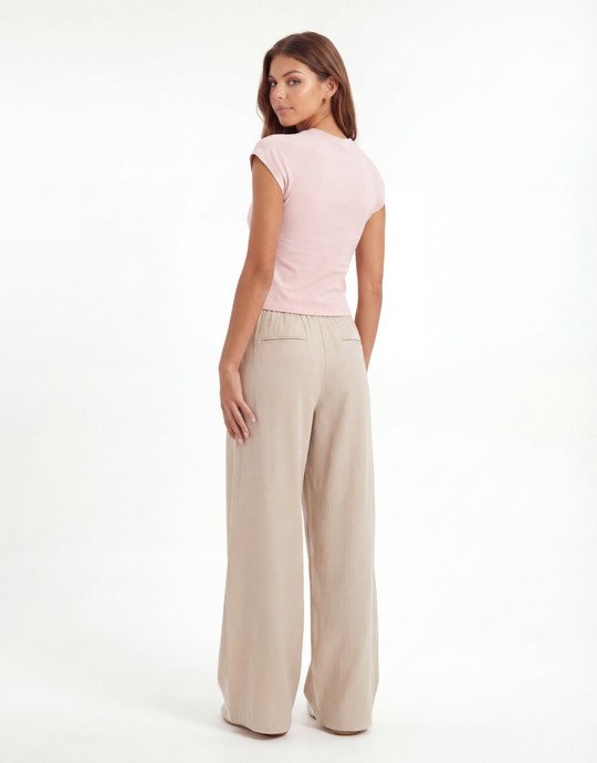 Beige Wide Leg Trousers | TALLY WEiJL