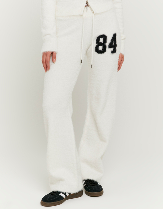 Pantalon en Maille Blanc avec Détail Graphique | TALLY WEiJL