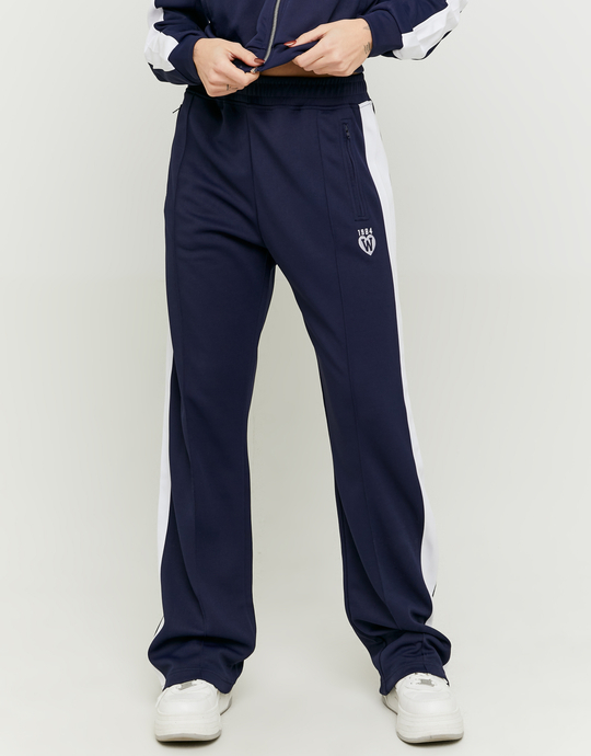 Pantaloni Joggers Wide Leg Blu con Bande Laterali | TALLY WEiJL