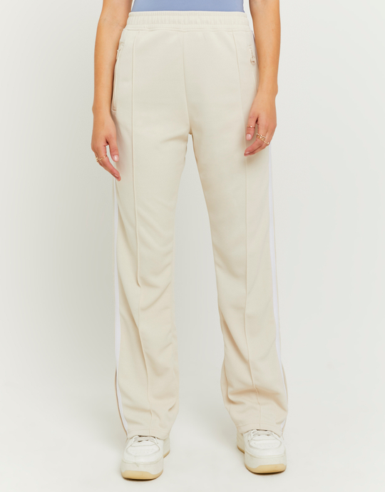 Pantalon de Jogging Loose Beige à Bandes | TALLY WEiJL