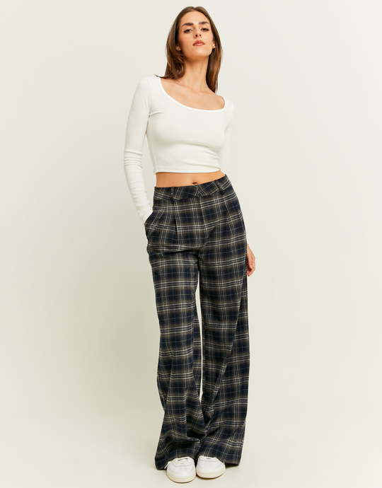 Checkered Wide Leg Trousers | TALLY WEiJL