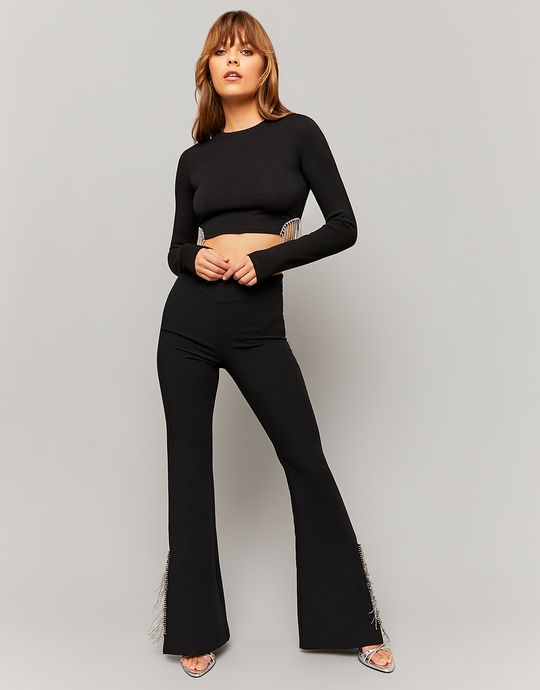 Pantalon de tailleur noir avec strass | TALLY WEiJL