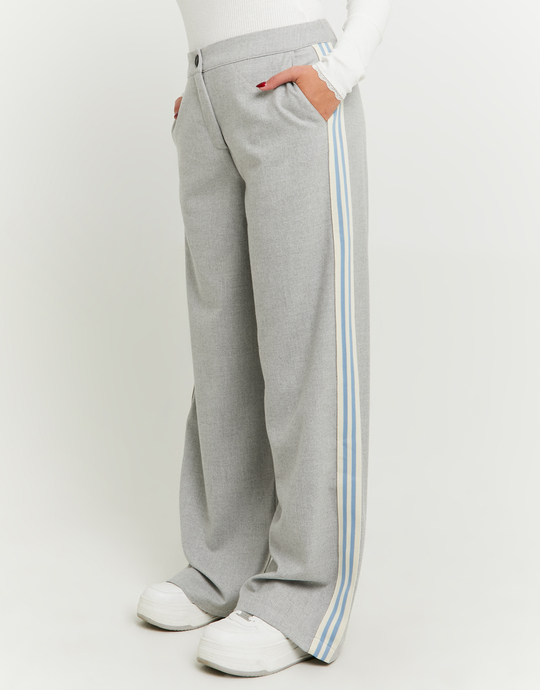 Graue Tailoring Wide Leg Hose mit seitlichen Streifen | TALLY WEiJL