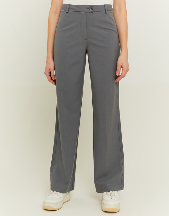 Pantaloni Straight Leg Morbidi Grigi | TALLY WEiJL
