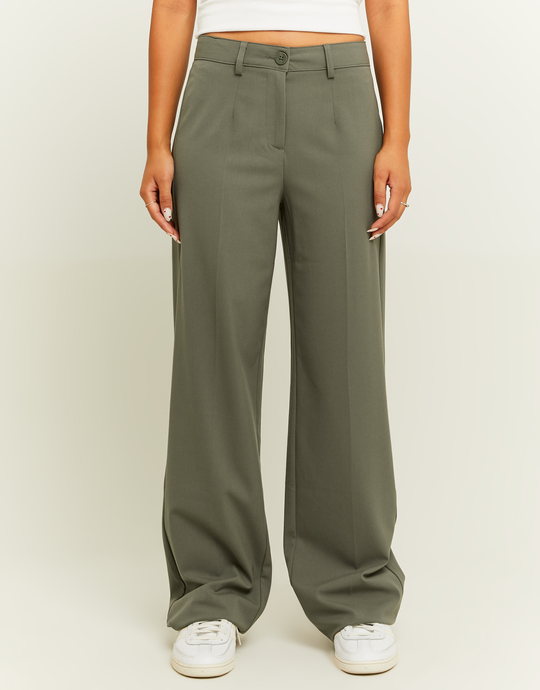 Grey Straight Tailoring Trousers | TALLY WEiJL