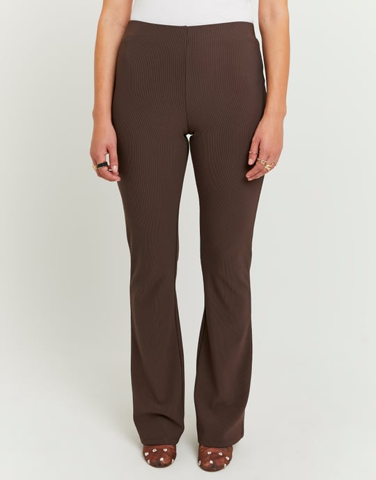 Brown Flare Mid Waist Trousers | TALLY WEiJL