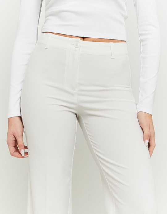 White Mid Waist Straight Trousers | TALLY WEiJL