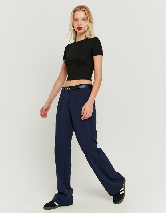 Pantalon Droit Taille Mi-Haute Bleu | TALLY WEiJL