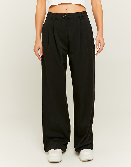 Czarne luźne spodnie z wysokim stanem | TALLY WEiJL