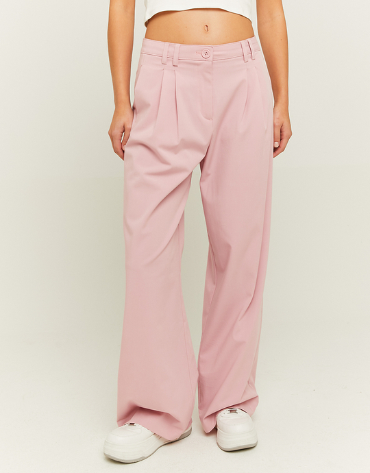 Pantaloni Vita Alta a Gamba Ampia Rosa | TALLY WEiJL
