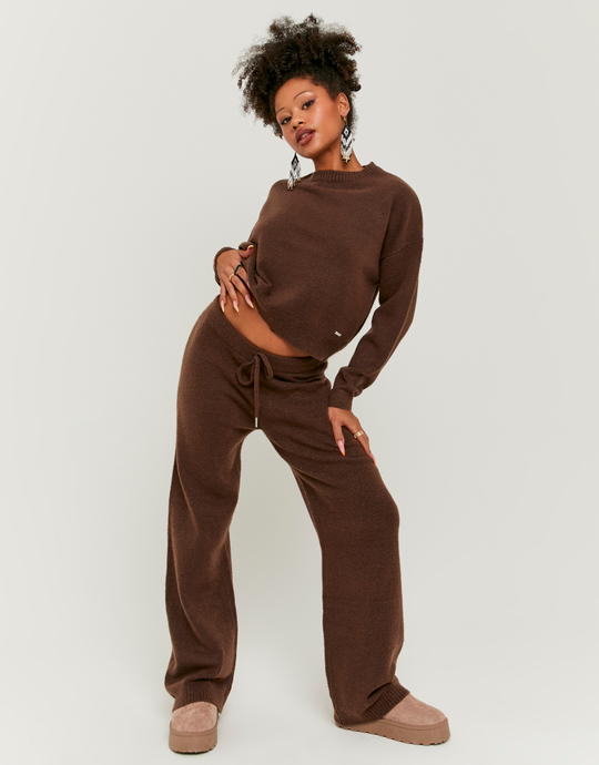 Pantaloni Marroni Flare a Maglia | TALLY WEiJL