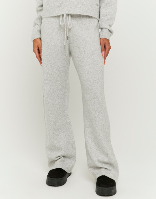 Gestrickte graue Flare Hose | TALLY WEiJL