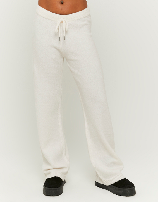 Pantalon Flare Blanc en Maille | TALLY WEiJL