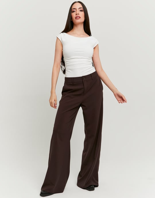 Brown Wide Leg Trousers | TALLY WEiJL