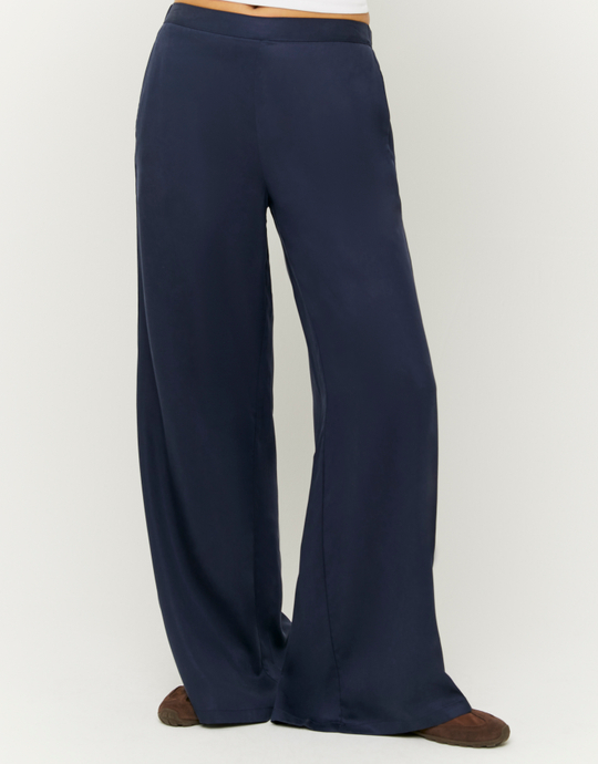 Pantaloni straight blu a vita media | TALLY WEiJL