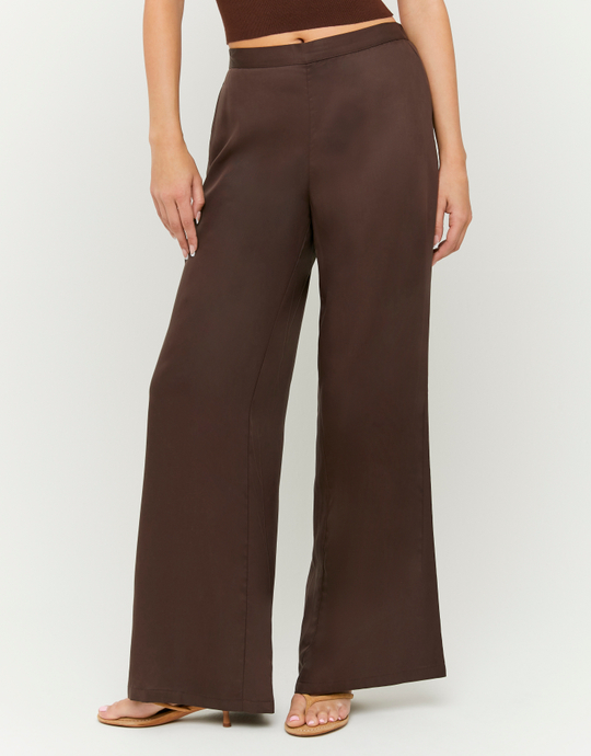 Pantaloni straight marroni a vita media | TALLY WEiJL