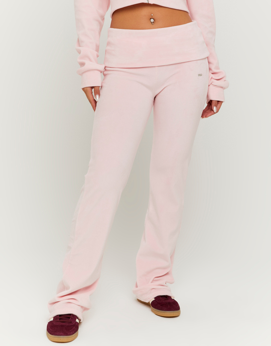 Pink Velvet Mid Waist Jogger | TALLY WEiJL