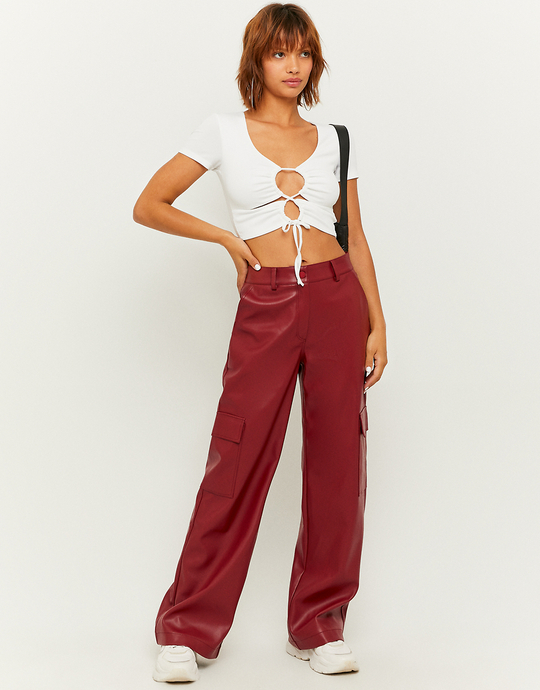 Czerwone spodnie Cargo z wysokim stanem | TALLY WEiJL