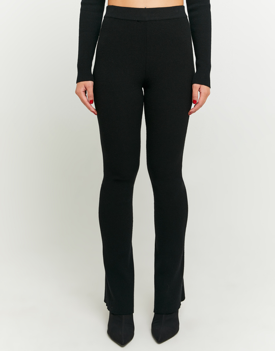 Schwarze Strick Skinny Flare Hose | TALLY WEiJL