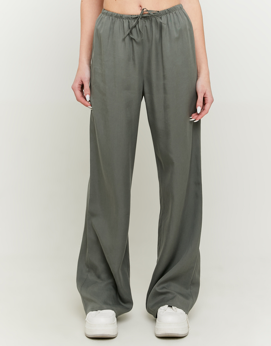 Pantaloni Wide Leg Kaki con Coulisse | TALLY WEiJL