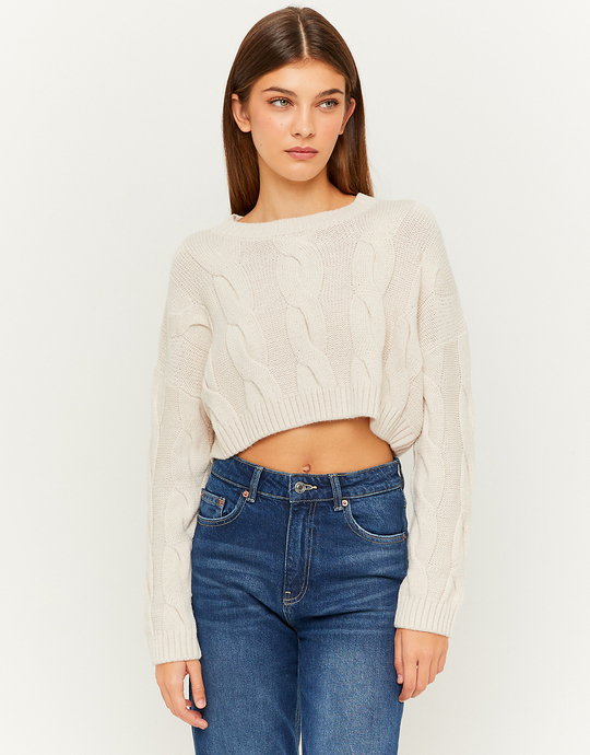 Beige Cable Knit Jumper | TALLY WEiJL