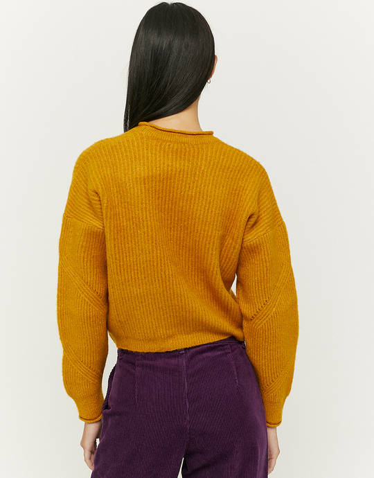 Żółty sweter z okrągłym dekoltem z dzianiny | TALLY WEiJL