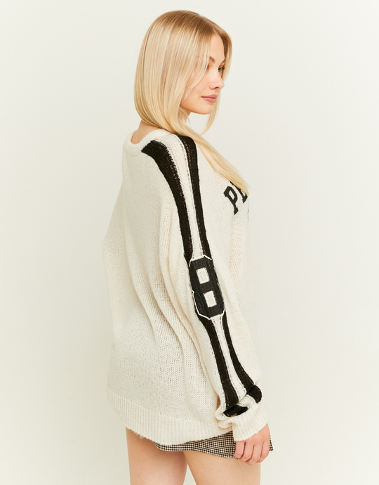 Oversize White Knit Jumper | TALLY WEiJL