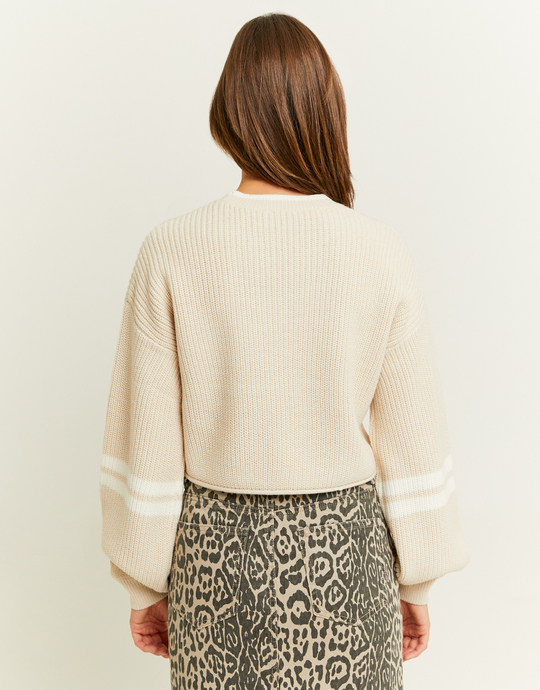 Varsity Style Beige Jumper with Front Number | TALLY WEiJL