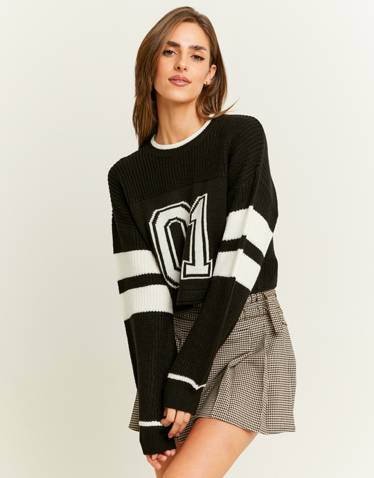 Schwarzer Pulli im Varsity-Stil | TALLY WEiJL