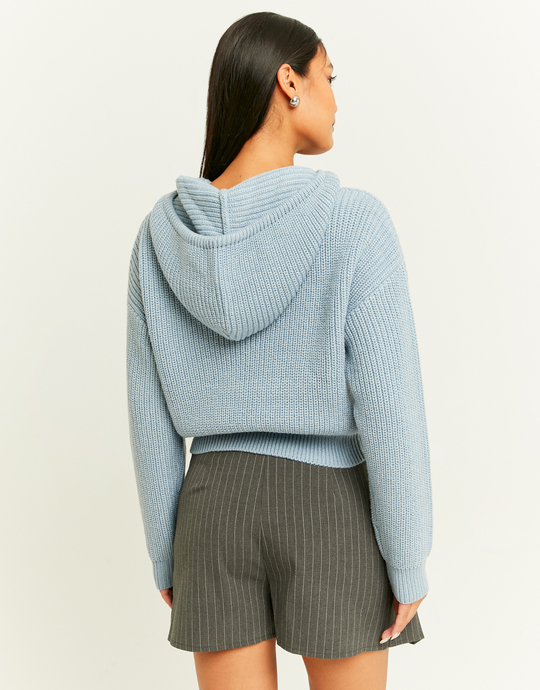 Blue Hooded Knit Jumper | TALLY WEiJL
