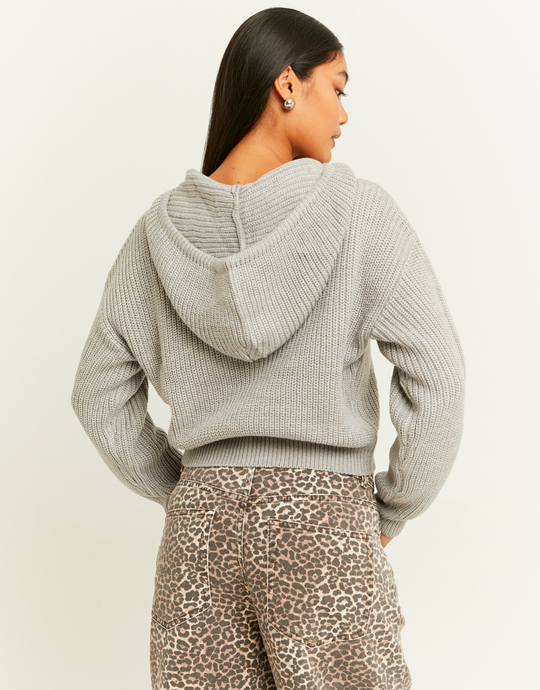 Grey Hooded Knit Jumper | TALLY WEiJL