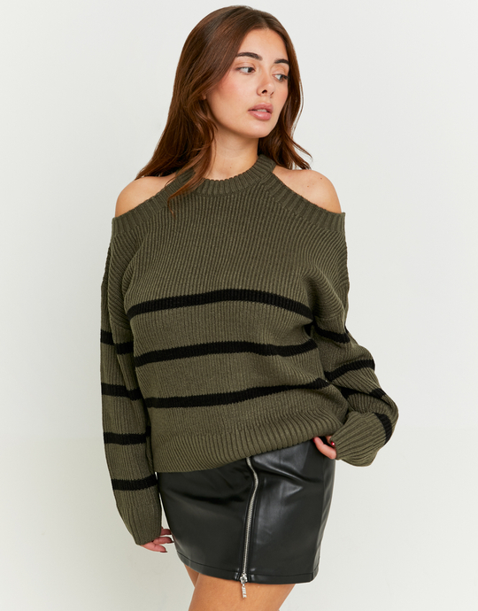 Striped Jumper with Shoulder Cut Outs | TALLY WEiJL
