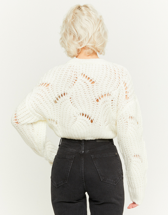 Pull Court Blanc en Maille Épaisse | TALLY WEiJL