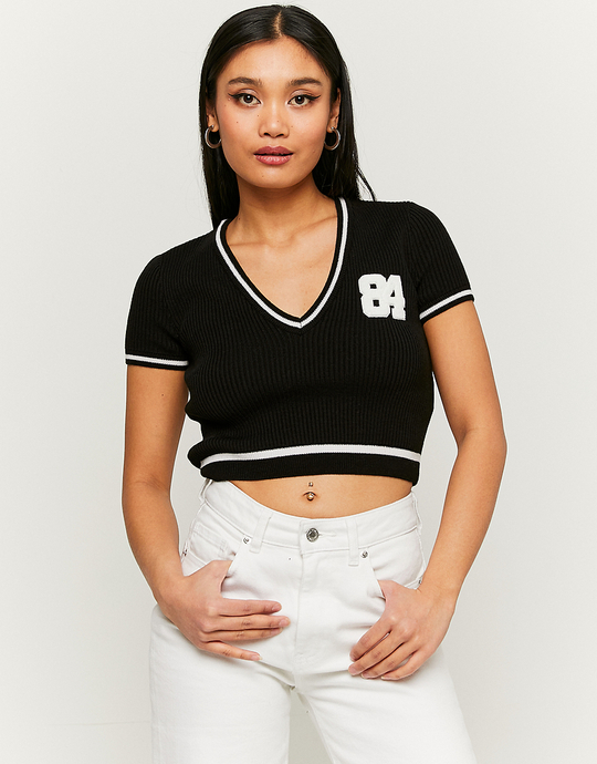Schwarzer Cropped Pullover | TALLY WEiJL