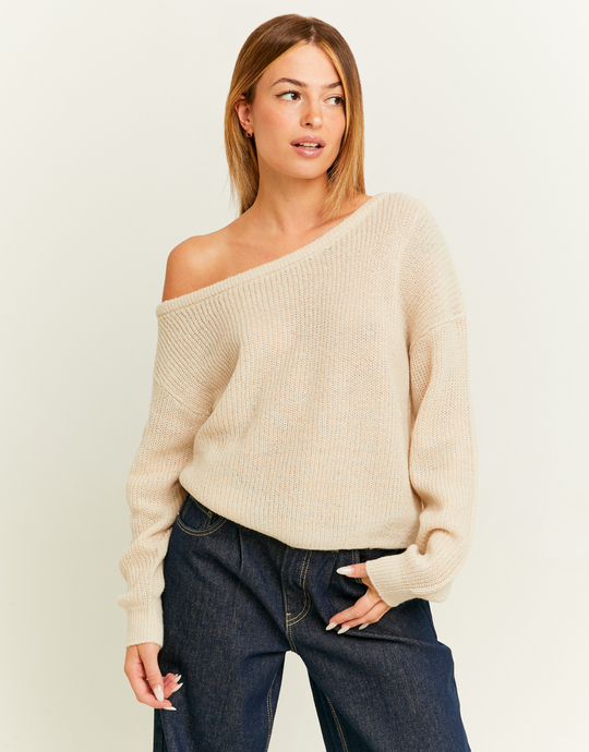 White Off-Shoulder Jumper | TALLY WEiJL