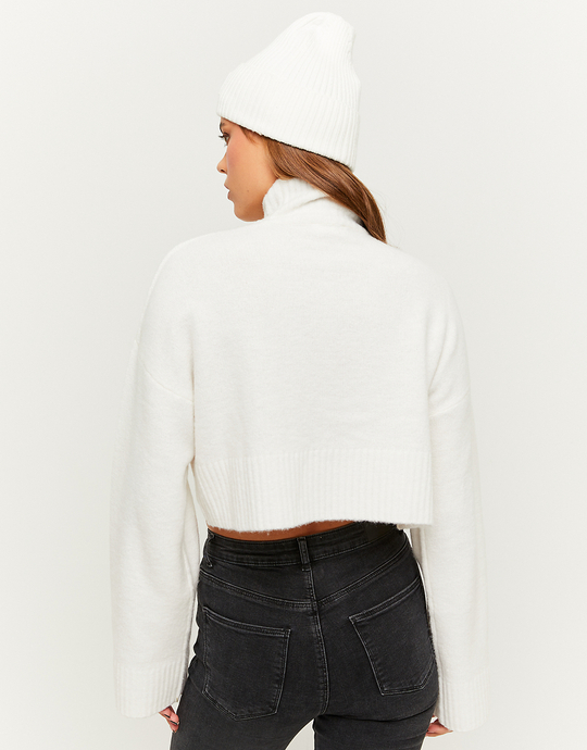 Weißer lockerer Cropped Pullover | TALLY WEiJL