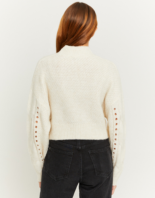 Pull court en maille torsadée beige | TALLY WEiJL