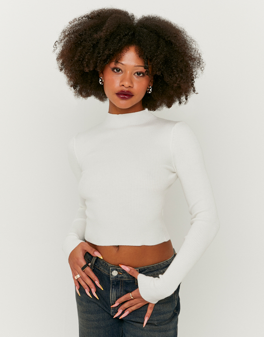 White Turtle Neck Fitted Jumper | TALLY WEiJL