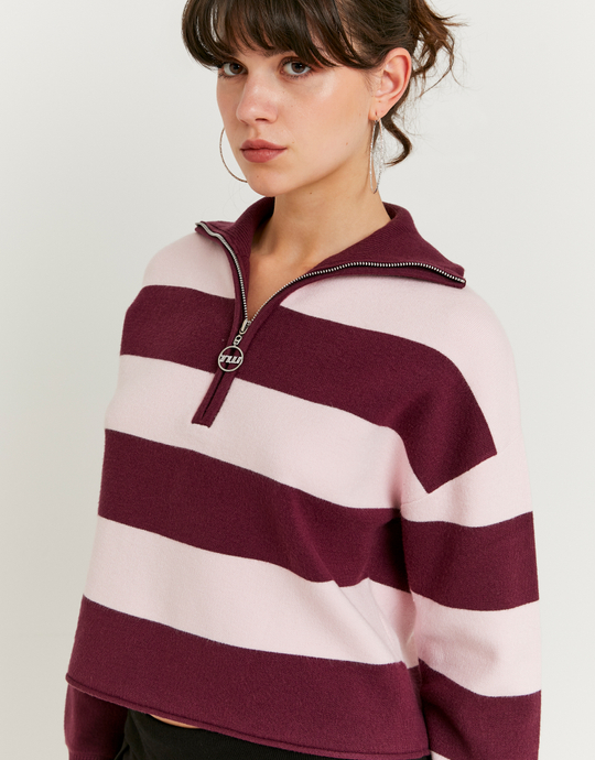 Burgundy Striped Jumper | TALLY WEiJL