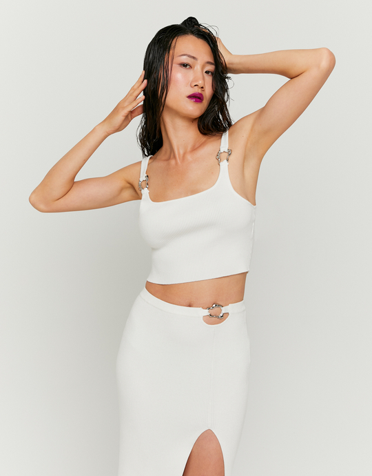 Top Blanc en Maille avec Boucle | TALLY WEiJL