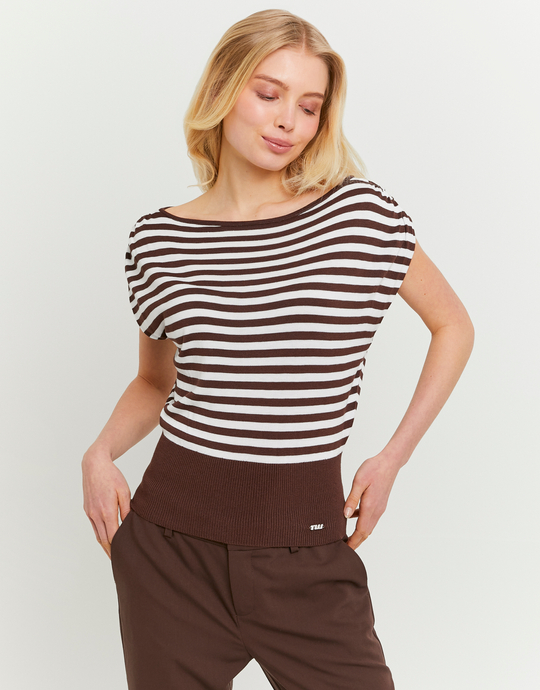 Brown Striped Knit Top | TALLY WEiJL