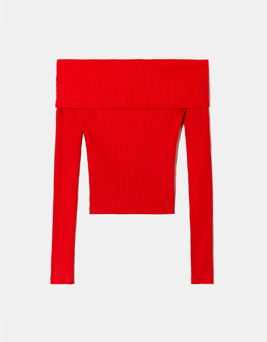 Maglione Off Shoulder Rosso | TALLY WEiJL