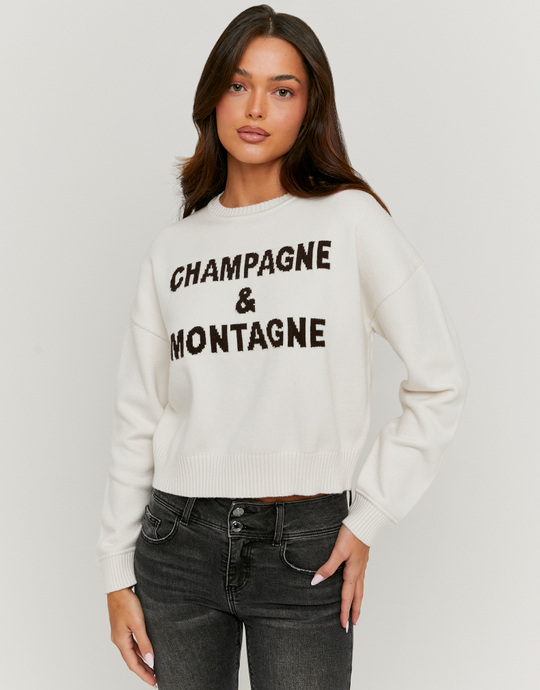 Weisser Strickpullover mit Grafikdetail | TALLY WEiJL