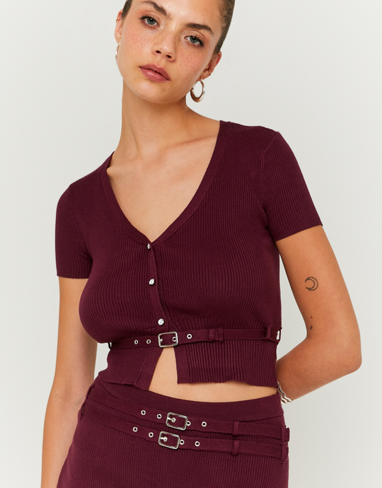 Cardigan Bordeaux en Maille | TALLY WEiJL