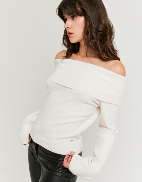 White Off Shoulder Jumper | TALLY WEiJL